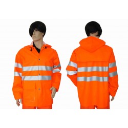 Huomiovärinen vedenpitävä takki MAT PCV art. 0101OS