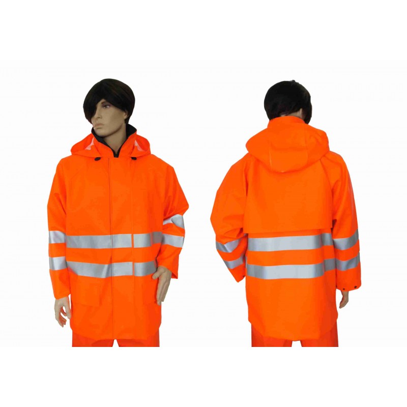Huomiovärinen vedenpitävä takki MAT PCV art. 0102OS