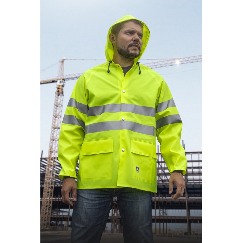 Huomiovärinen vedenpitävä takki MAT PCV art. 0101OS